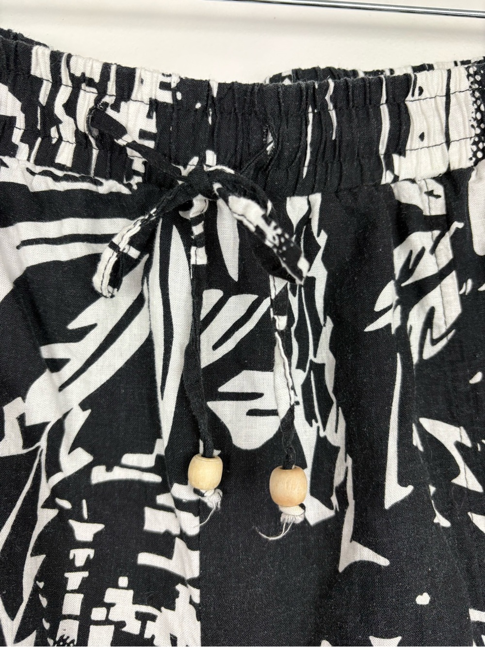 Panama Jack Black & White Cargo Joggers Cropped Linen Blend Pants Large - Picture 3 of 12